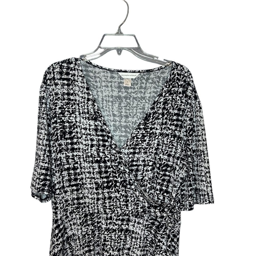Christopher and Banks wrap dress polyester spandex stretch black white size XL